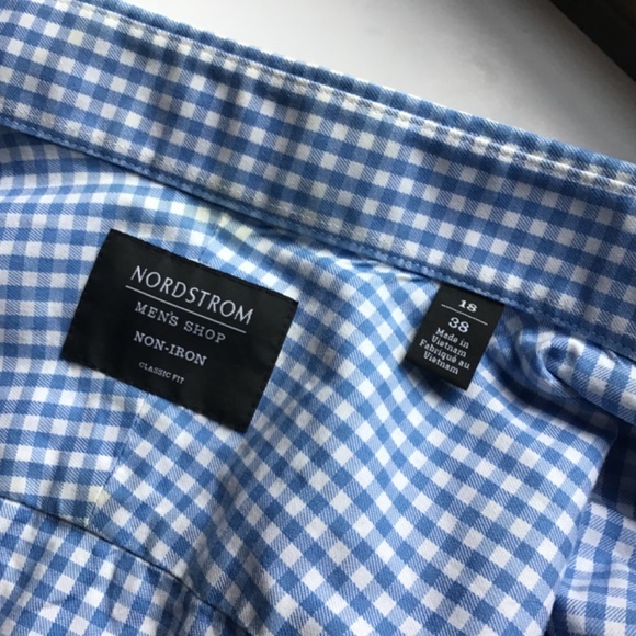 Nordstrom blue checkered dress cotton shirt Sz 1 8 made in Vietnam 🇻🇳 - Picture 10 of 13